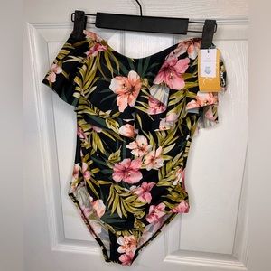 Kona Sol Ruffle Flower Swimsuit